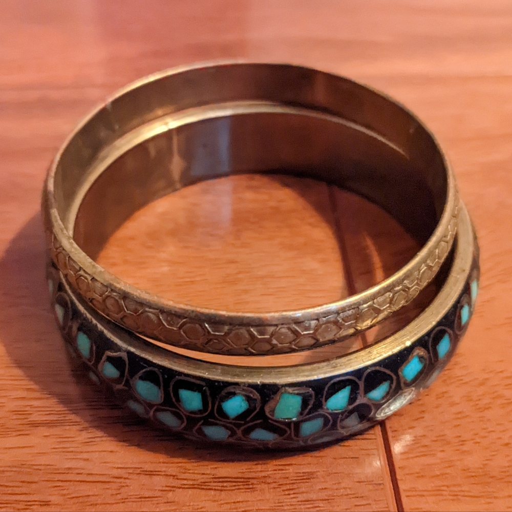 Turquoise color boho bangles bracelets bundle